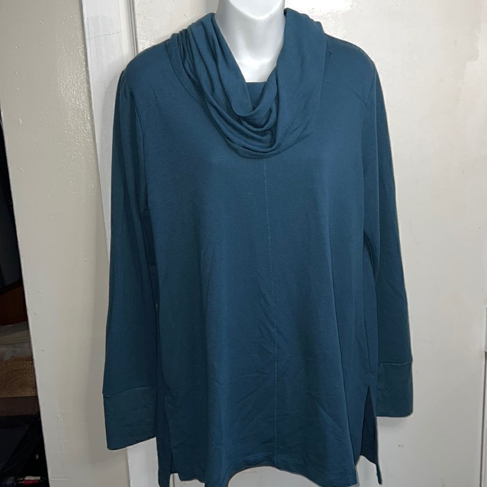 GRACE THE PERFECT FIT Jade Cowl Neck Pullover Tunic Top-L